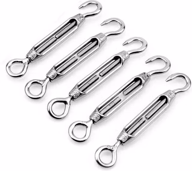 NESTLUNE 5-Pack Stainless Steel Turnbuckle Wire Tensioner Strainer Hook in Silver, Length: 1000 cm, Width: 52 cm – 1