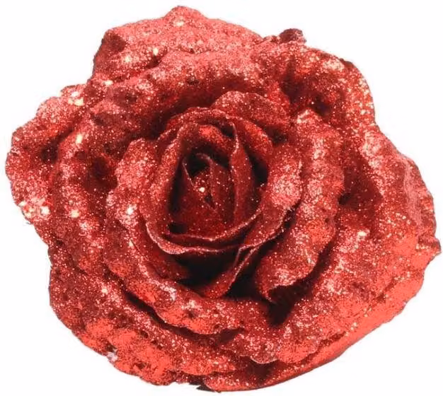 KDMD Red Glitter Rose with Clip, 2 Pack, Diameter: 18 cm