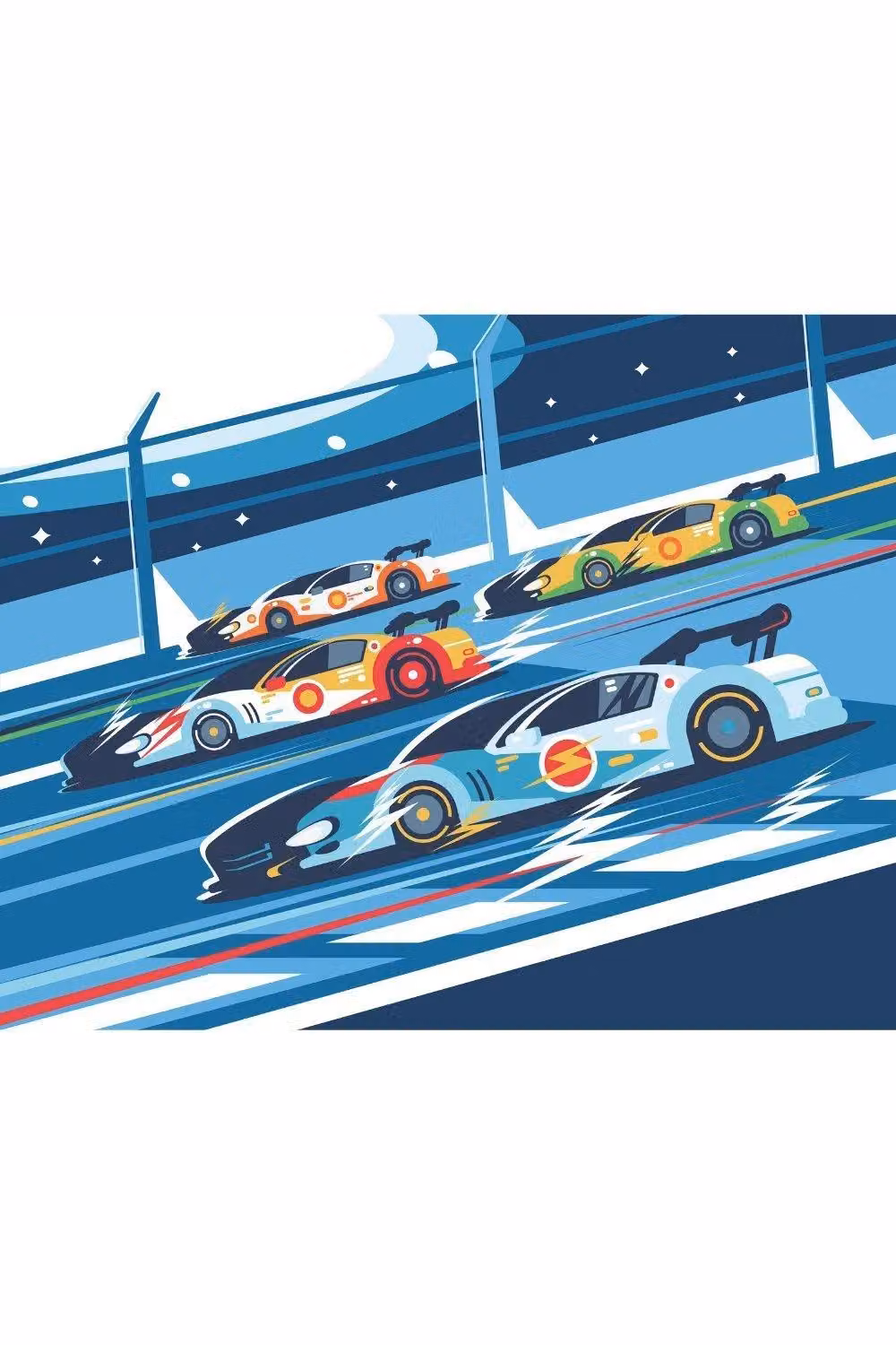 Origin Murals Sports Cars Geometric Wall Mural in Blue, W: 350 cm, H: 280 cm – 2