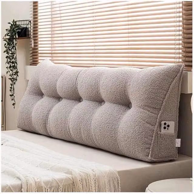 FLAVORA Grey Soft Wedge Pillow Backrest Support Cushion W/D/H: 180 x 20 x 50 cm – 1