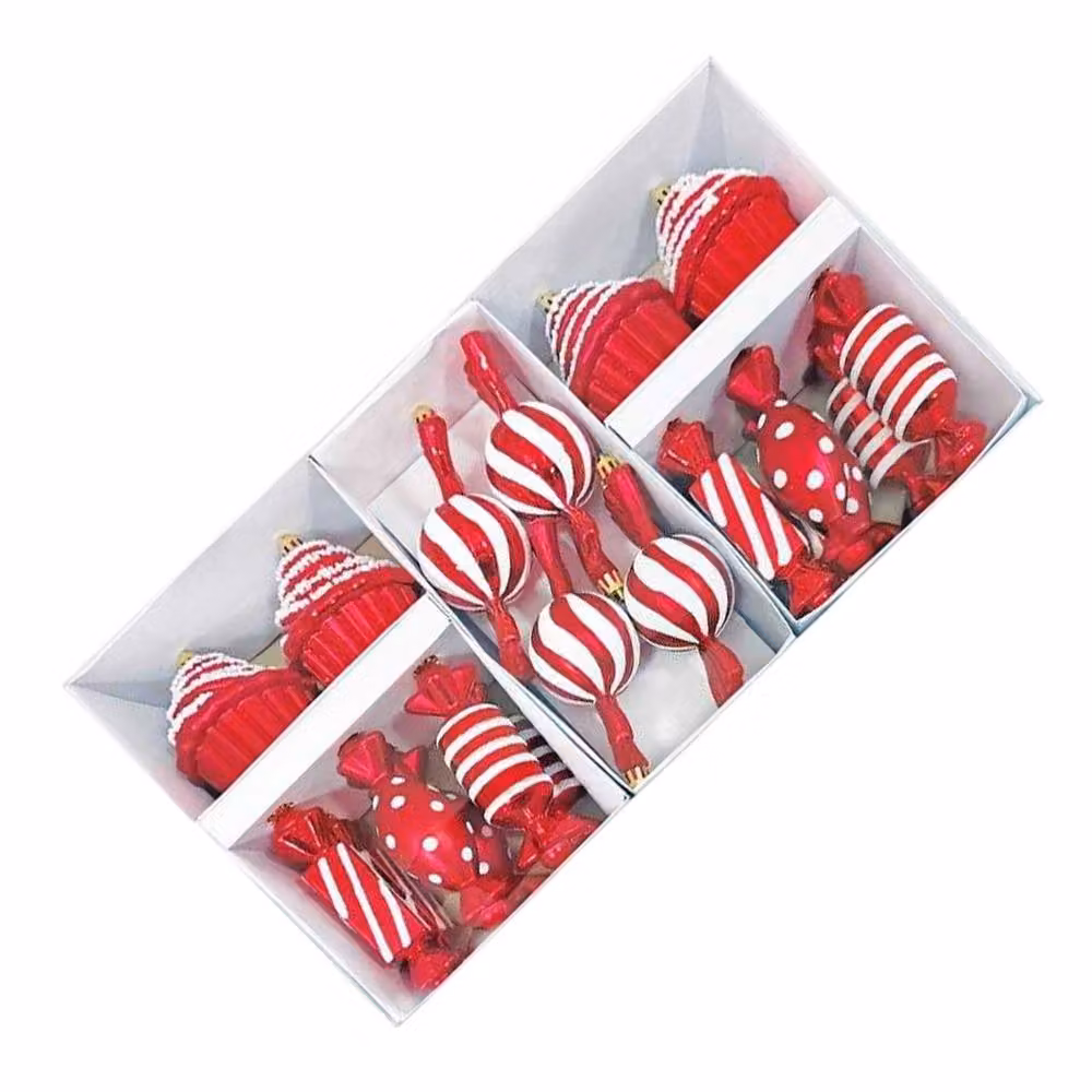 Premier Red Striped Candy Cane Christmas Pendant Decoration Set, Pack of 20 – 2