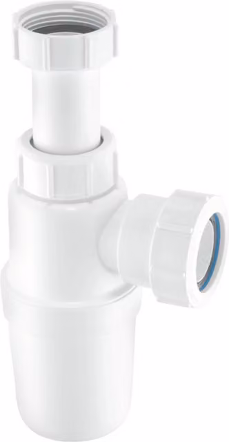 McAlpine AA10 Adjustable Plastic Inlet Bottle Trap with 1 1/4 inch Multifit Outlet, White