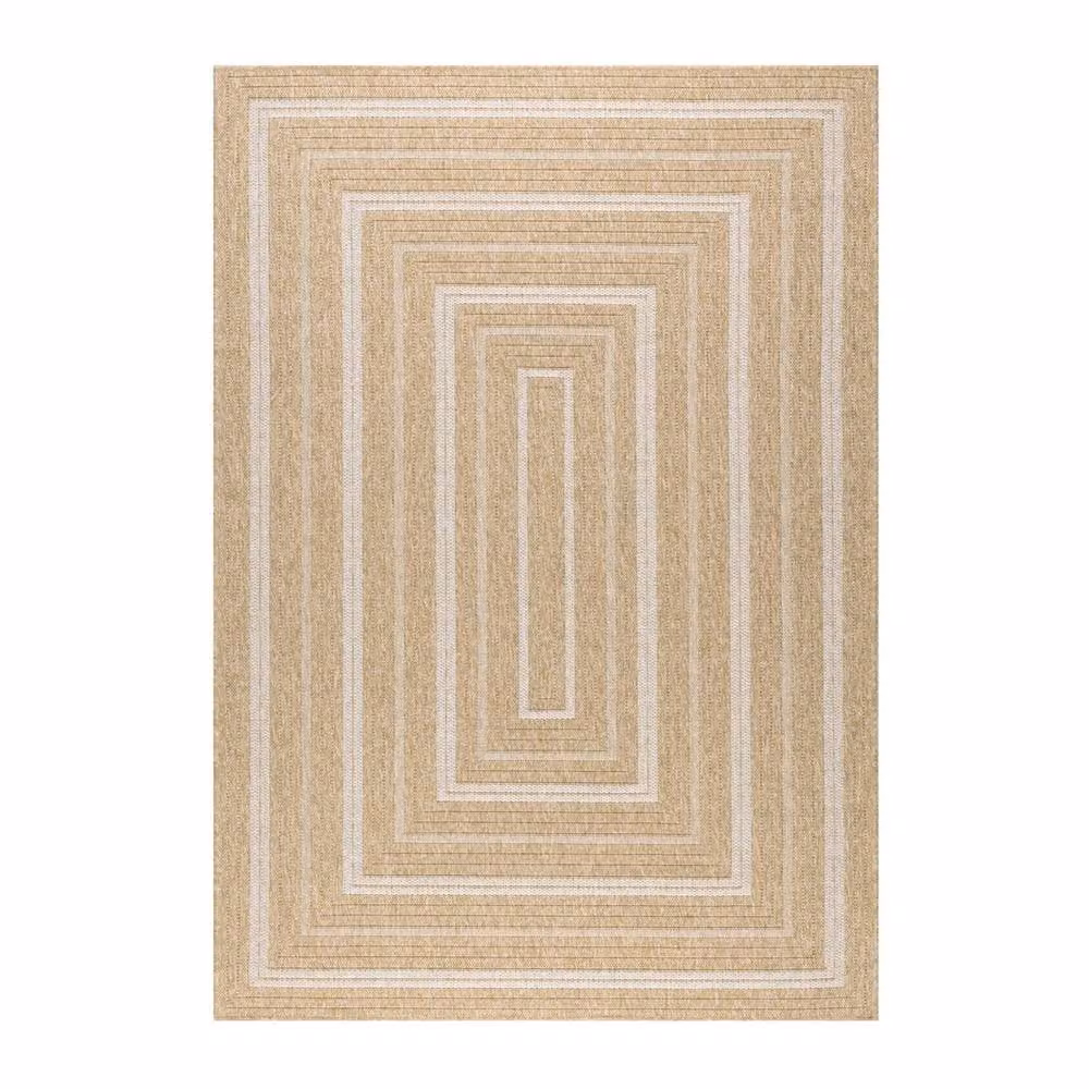 Sweekeek beige and white geometric patterned indoor and outdoor jute effect rug, W/D: 120 x 160 cm – 2
