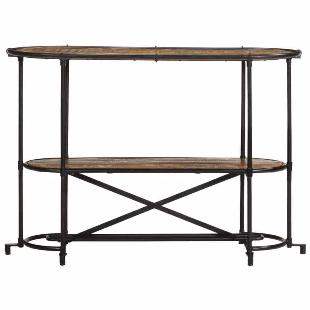Berkfield Home Industrial Solid Wood Reclaimed Console Table in Brown, W/D/H: 110 x 42 x 76 cm – 2