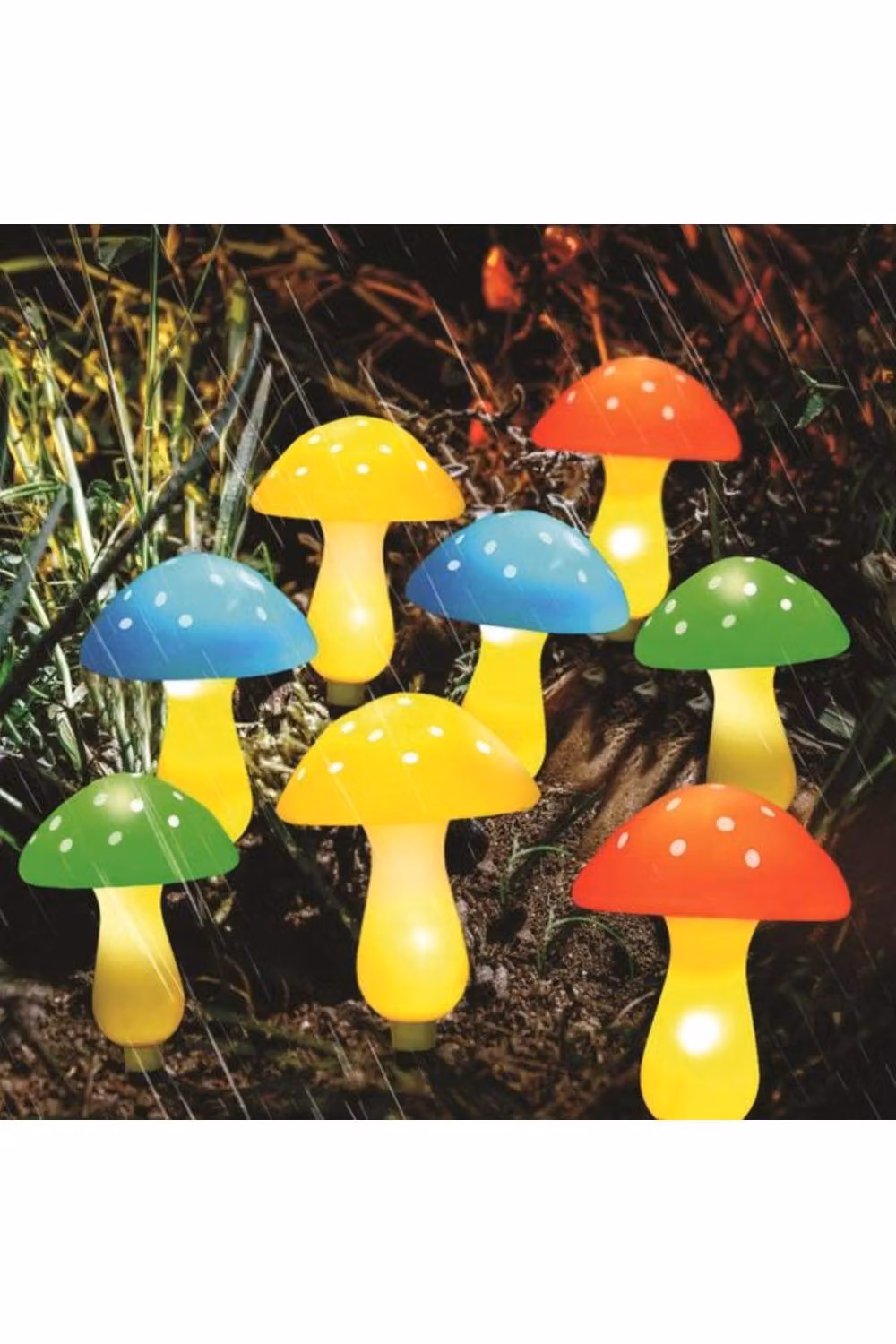 KDMD Set of 8 Multicolour RGB LED Mushroom Solar Lights with Dusk Sensor – 2