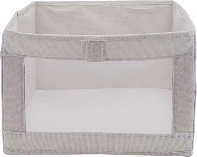 Livingandhome Foldable Fabric Clothes Storage Organizer in Beige and White