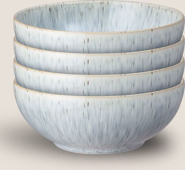 Denby Halo Speckle Cereal Bowls, Set of 4, Blue Mix Stoneware