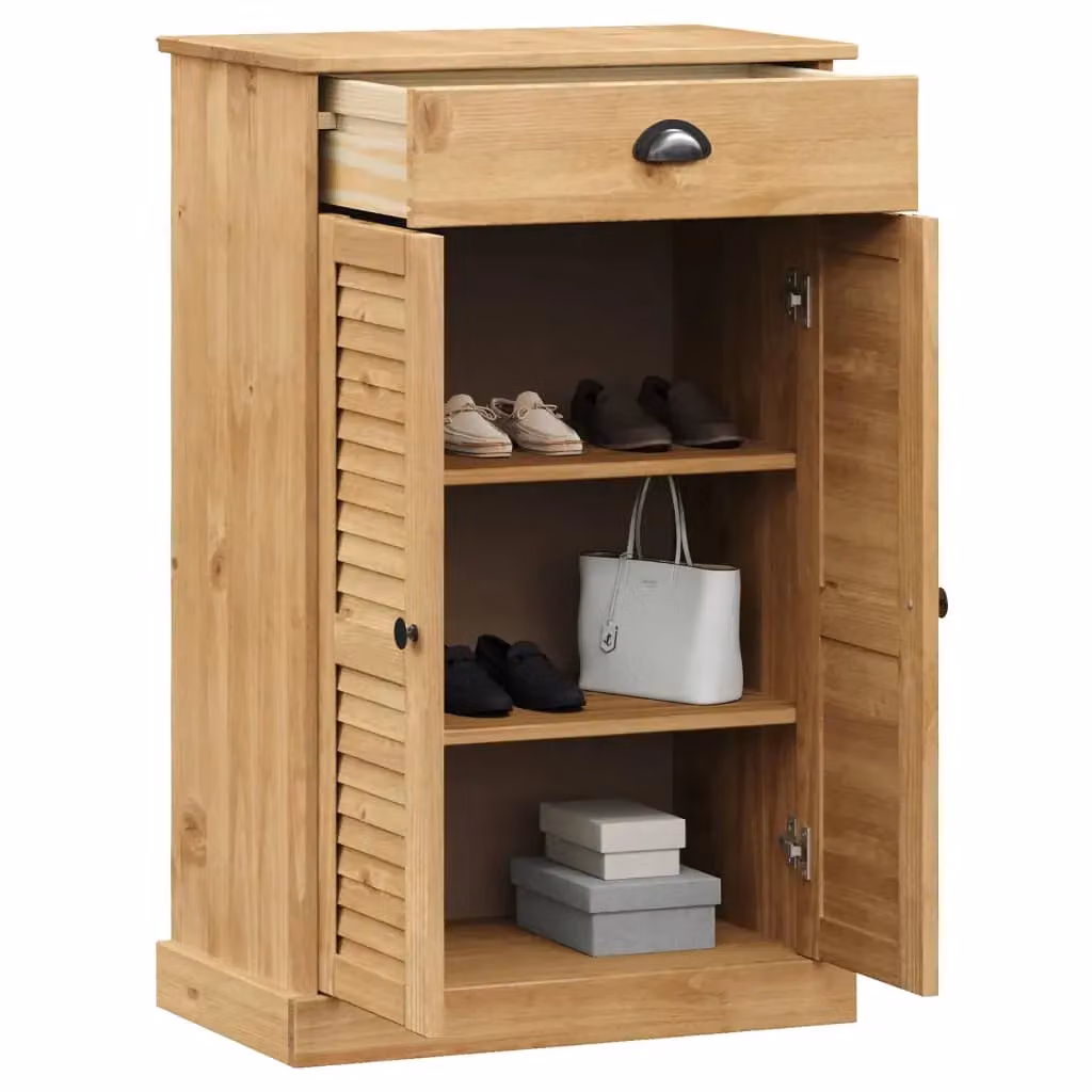 Berkfield Home VIGO Shoe Cabinet in Brown Solid Pine Wood, W/D/H: 60 x 35 x 96 cm – 2