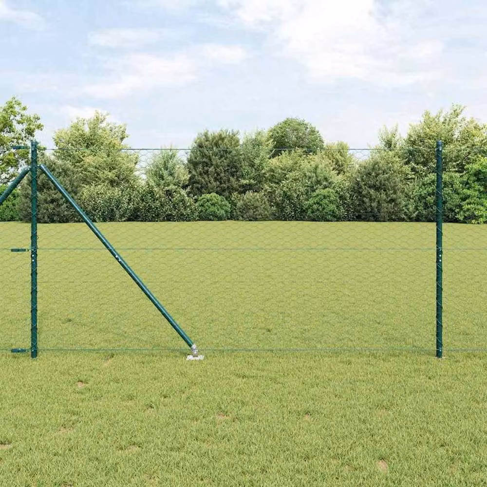 Berkfield Home Hexagon Steel Fence, Green, H: 140 cm x W: 10 m – 1