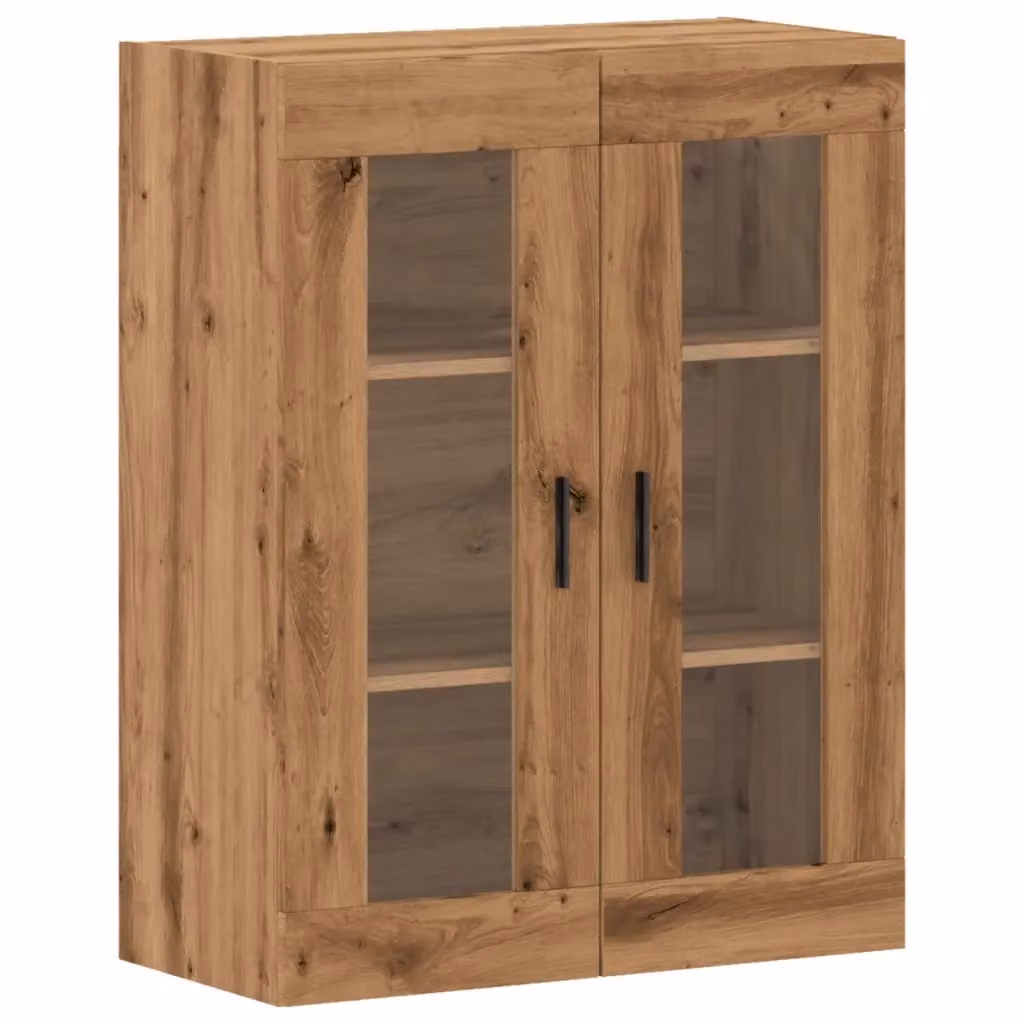Berkfield Home Artisan Oak Wall Mounted Cabinet with Glass Doors, Brown, W/D/H: 69.5 x 34 x 90 cm – 2