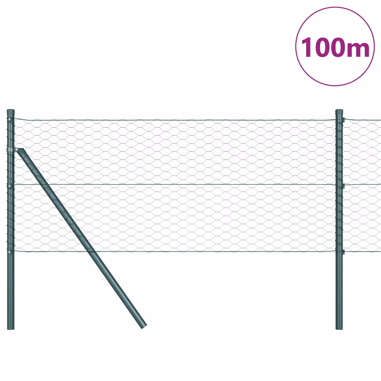 Berkfield Home Green Steel Hexagon Wire Fence Roll, W: 0.6 m, L: 100 m – 2