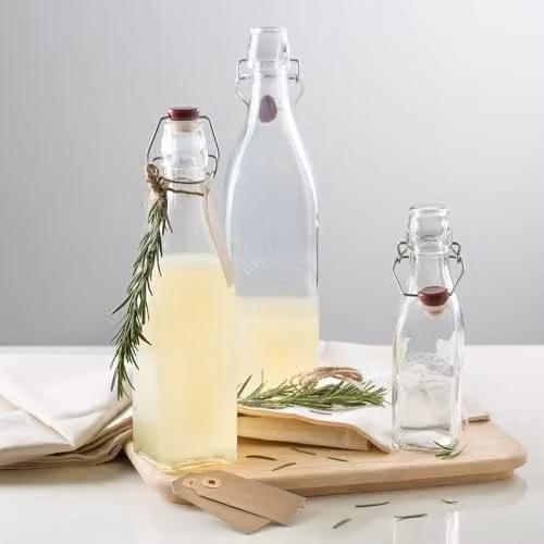 Kilner 1 l Square Clip Top Glass Preserving Bottle with Airtight Stainless Steel Clip and Silicone Seal, Transparent – 2