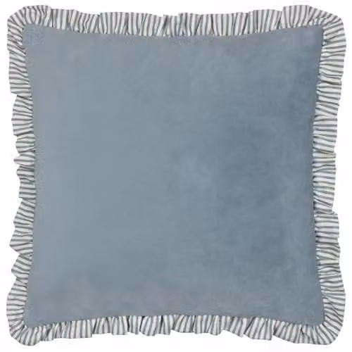 Wylder Solene Blue Striped Velvet Square Cushion W/D/H: 45 x 45 x 45 cm