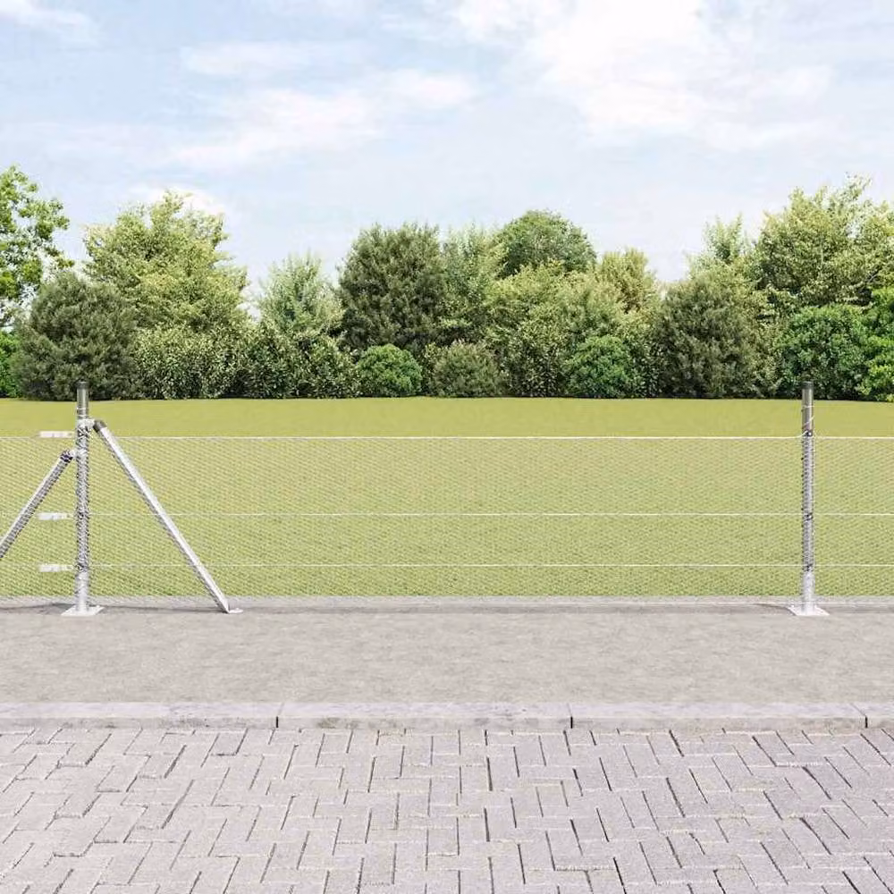 Berkfield Home Hexagon Fence in Silver Galvanised Steel, W/H: 10 x 0.5 m – 1