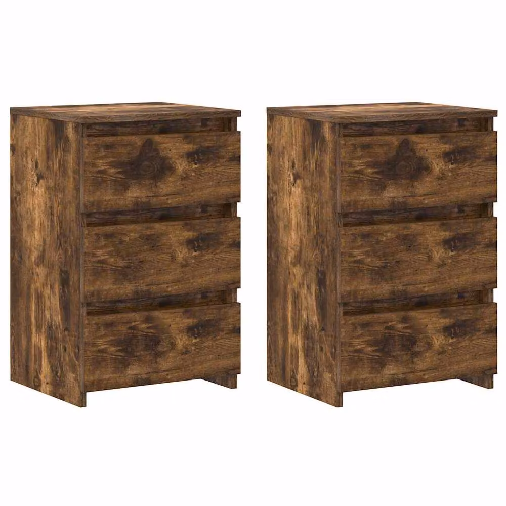 Berkfield Home Decorative Bed Cabinets, 2 Piece Set in Smoked Oak Brown, W/D/H: 40 x 35 x 62.5 cm – 3