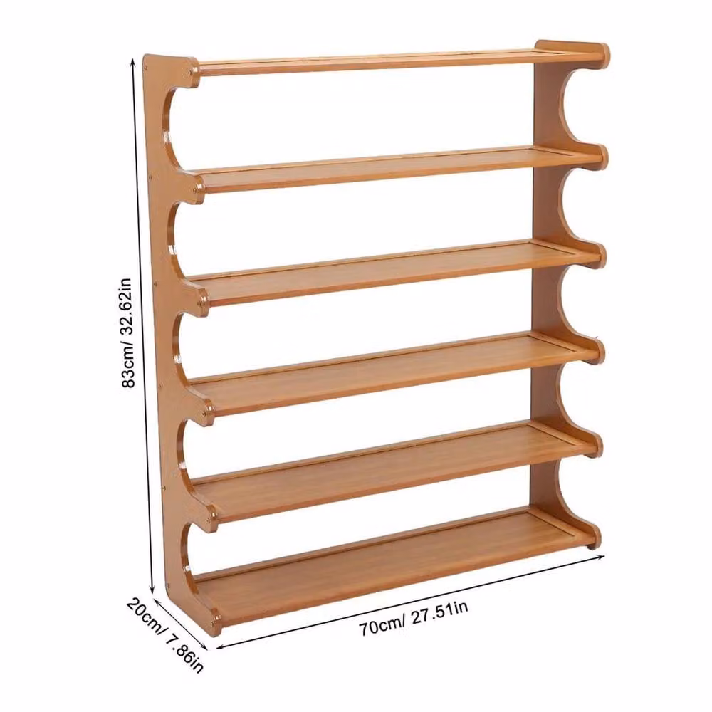 KORVIXA 6 Tier Brown Bamboo Wooden Shoe Rack, Width: 100 cm – 2
