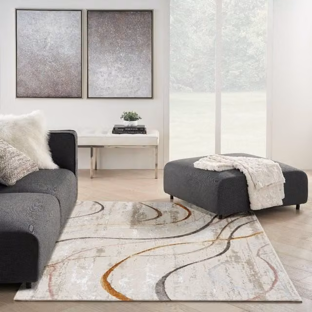 The Rug Shop UK Modern Abstract Area Rug in White, W: 240 cm, D: 300 cm
