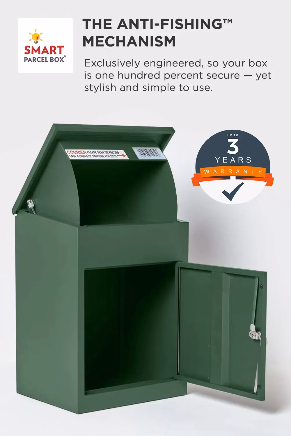 Homescapes Smart Parcel Box Medium Front Access Secure Delivery Box in Green – 3