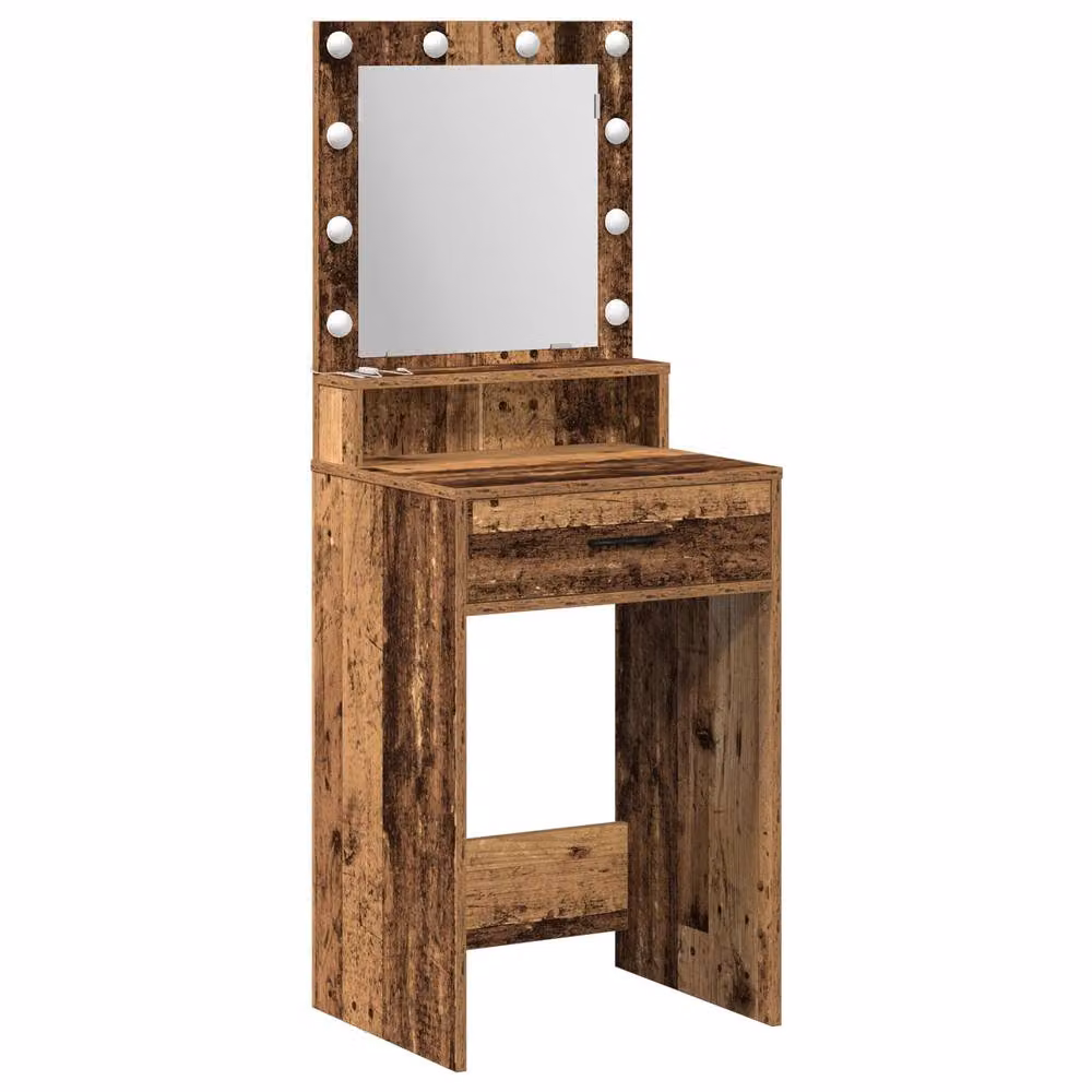 Berkfield Home Hollywood LED Dressing Table in Brown Old Wood, W: 50 cm, D: 41 cm, H: 135 cm – 2