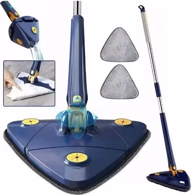 VOGREX Blue Triangle Cleaning Mop with Water Squeegee and Microfibre Head