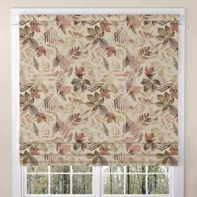 ANTE DECOR Folium Made To Measure Blackout Roman Blind in Berry Floral Pattern