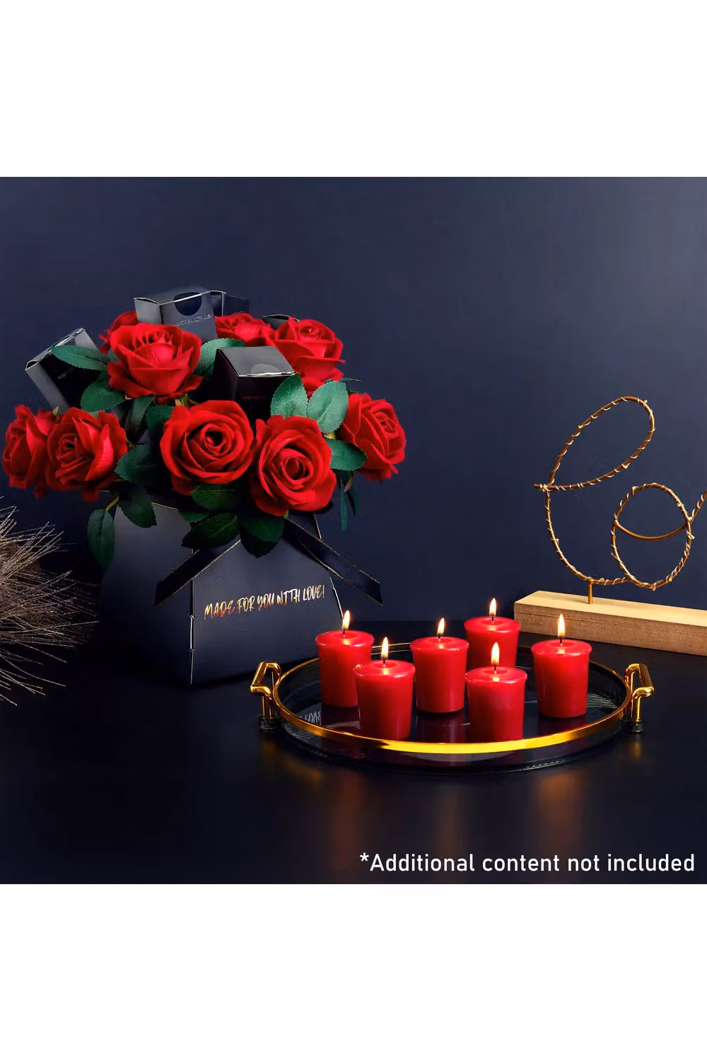 DECO EXPRESS Rose Scented Votive Candle and Artificial Flower Gift Set in Red and Multicolour – 8