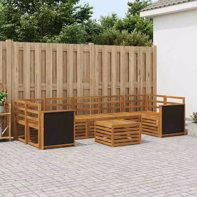 Berkfield Home 8-Piece Outdoor Sofa Set in Brown Solid Acacia Wood – 1