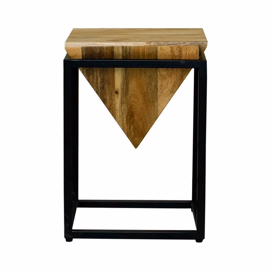 Jaipur Furniture Ltd Ravi Small Diamond Stool in Brown Mango Wood and Black Iron, W/D/H: 35 x 35 x 49 cm – 2