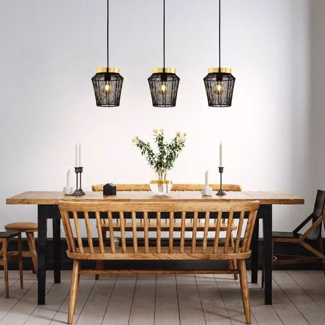 Eglo Escandidos 3-Light Pendant Lamp in Black and Gold/Brass