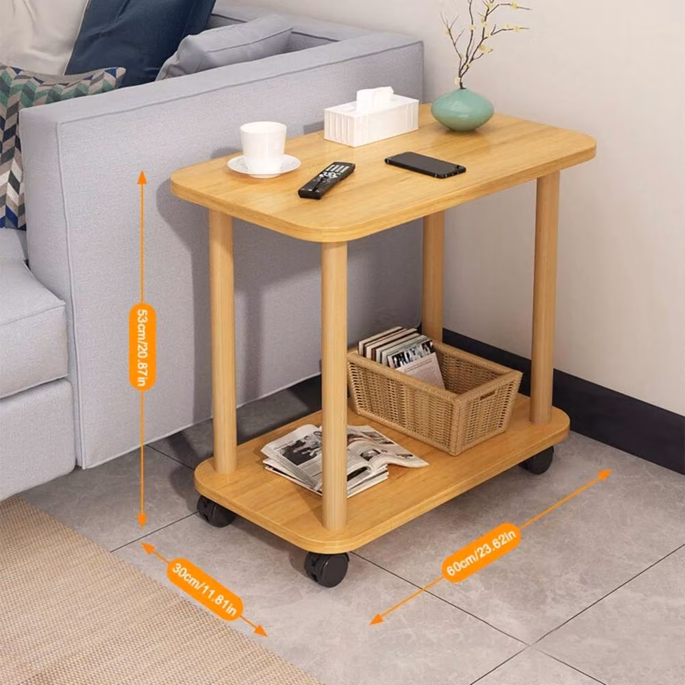 KORVIXA 2 Tier Small Sofa Side Table in Beige, W/D/H: 100 x 100 x 53 cm – 2