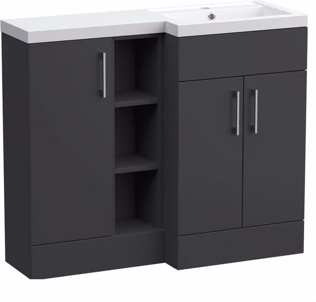 Balterley Wichnor Contemporary 3 Door Freestanding Bathroom Vanity Unit in Matt Grey, W: 100 cm