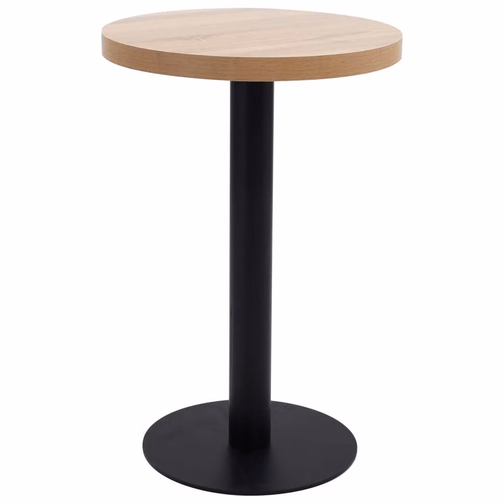 Berkfield Home Round Bistro Table in Light Brown MDF and Metal, Diameter: 50 cm – 2