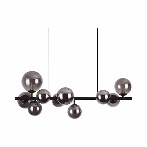 Ideal Lux Perlage 10 Light Linear Globe Pendant Ceiling Light in Black
