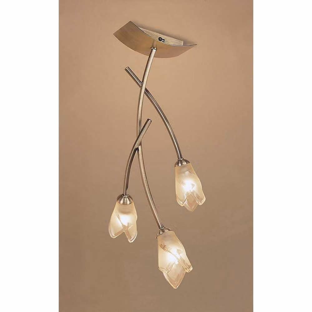 Netlighting Pietra 3 Light G9 Ceiling Lamp in Antique Brass and Bronze with Transparent Glass – 2