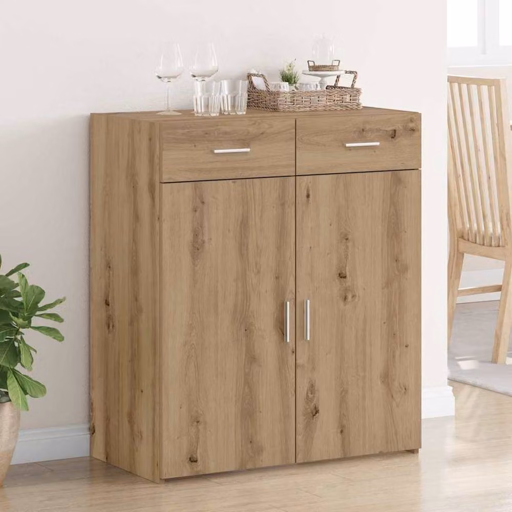 Berkfield Home Artisan Oak Storage Cabinet in Brown, W: 80 cm, D: 42.5 cm, H: 93.5 cm – 2