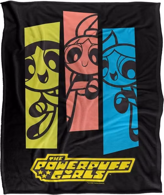 Cartoon Network The Powerpuff Girls Three Power Puffs Super Soft Fluffy Polyester Throw Blanket in Multicolour, Large – 1