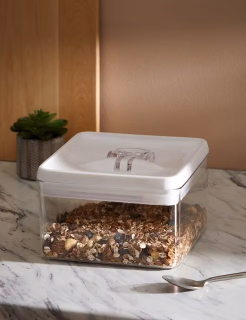 M&S White Square Flip-Tight Plastic Food Storage Container, 3 l