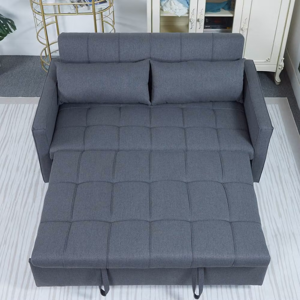FURNITURE ONE Double Convertible 3 in 1 Pull Out Sofa Bed in Light Grey – 2