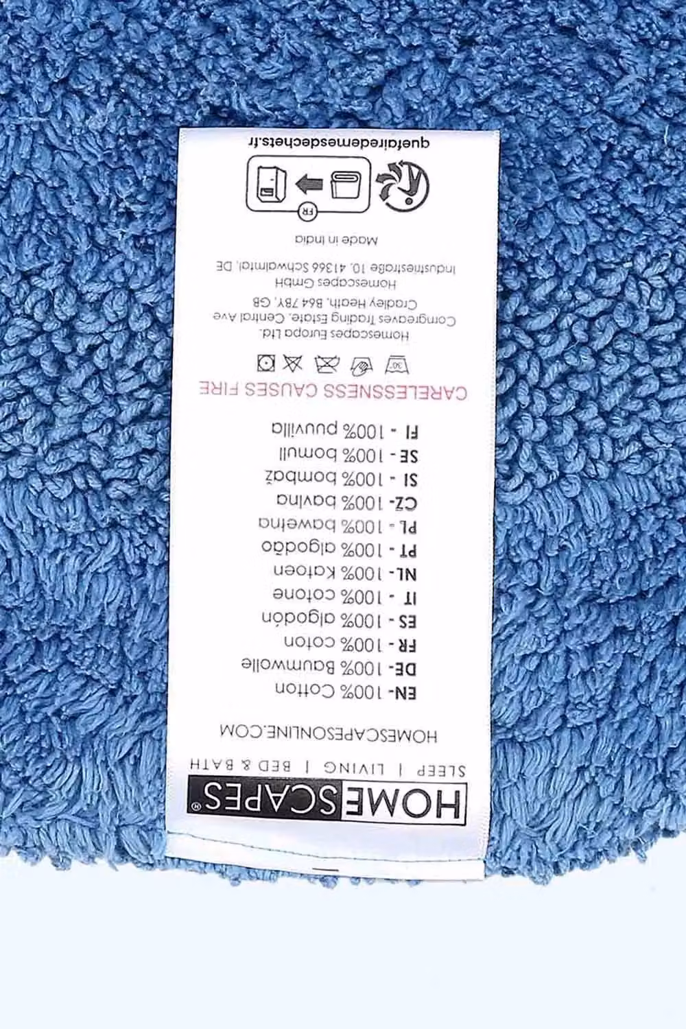 Homescapes Luxury Semi Circle Cotton Bath Mat, Blue, W/D/H: 80 x 50 x 1 cm – 2