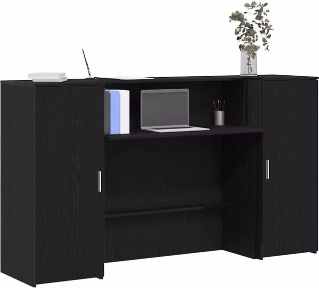 Berkfield Home Black Oak Reception Desk, W/D/H: 180 x 50 x 103.5 cm – 1