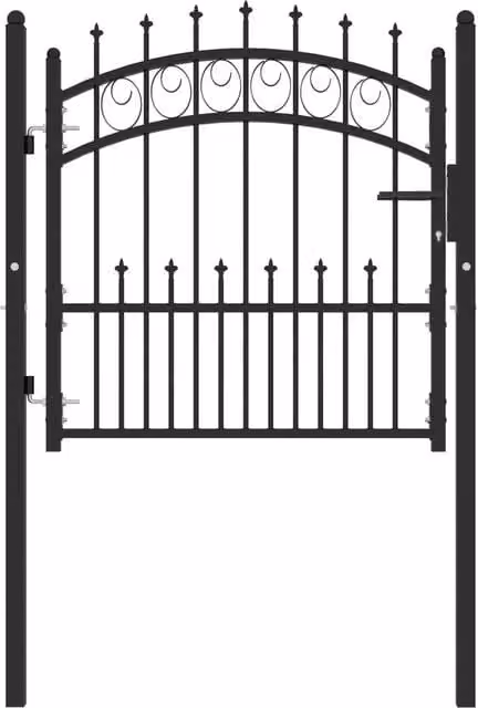 Berkfield Home Black Steel Spiked Swing Fence Gate W/H: 100 x 100 cm