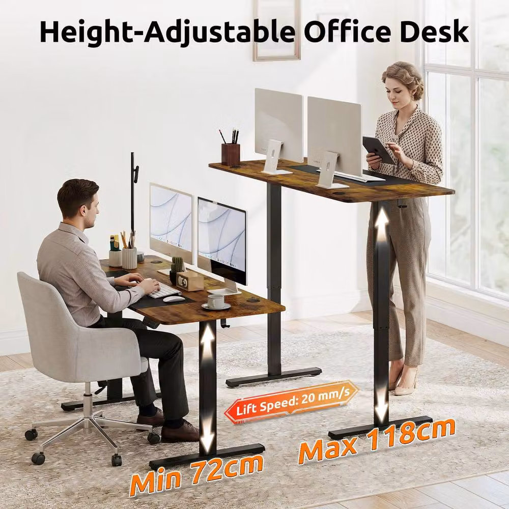 Gymax Height Adjustable Electric Standing Desk in Brown – 8