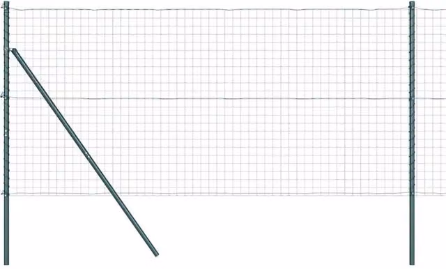 Berkfield Home Euro Fence with 13 Round Posts, 1 x 25 m, Galvanised Steel, Green – 1