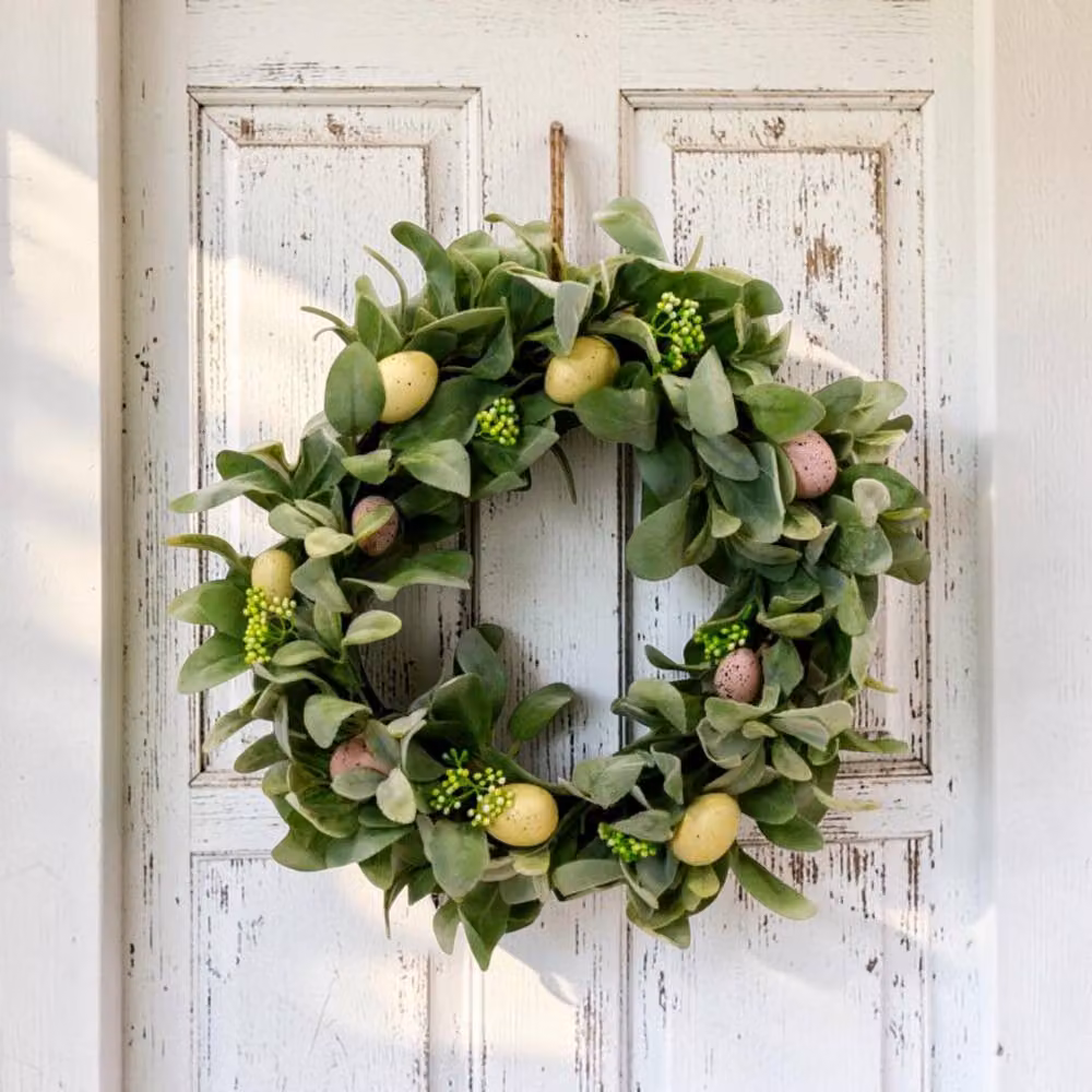 Four Candle Easter Egg Decorative Hanging Wreath, Diameter: 46 cm, Multicolour and Green – 2