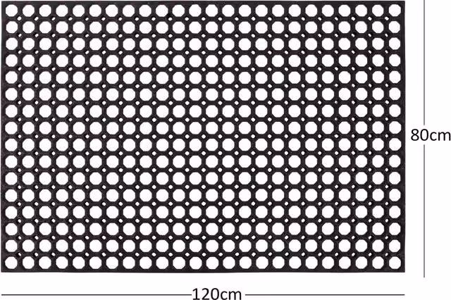 Nicoman Honeycomb Outdoor Rubber Ring Door Mat, Black, W: 120 cm, D: 80 cm