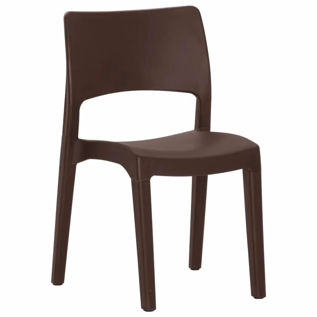 Berkfield Home Set of 2 Brown Mocha Stackable Garden Chairs in UV-Resistant Polypropylene – 3