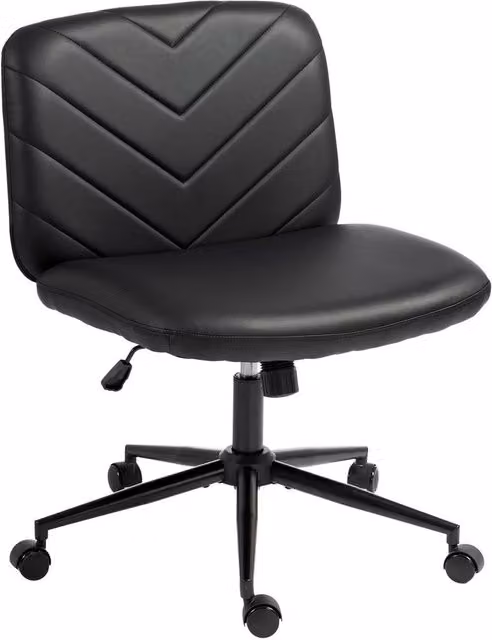 HOMCOM Black Synthetic Leather Criss Cross Legged Swivel Office Chair for Home and Task Use