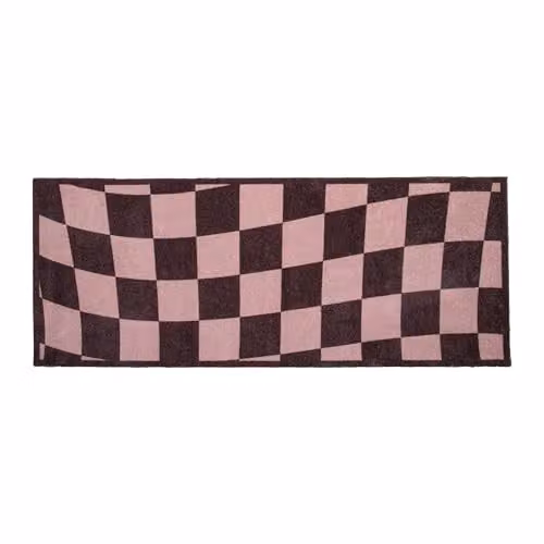 Artsy Mats Wavey Checkerboard Washable Non-Slip Indoor Doormat, Brown and Pink, W: 60 cm, L: 150 cm – 3