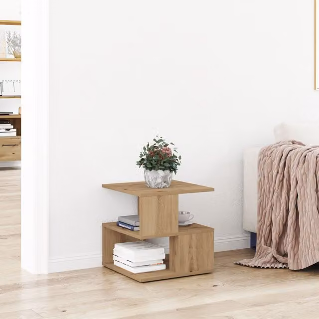 Berkfield Home Artisan Oak Side Table, Brown, W/D/H: 40 x 40 x 40 cm