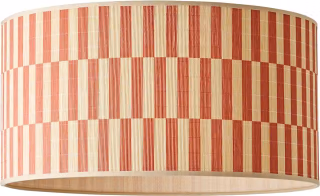 ValueLights Lori Large Orange Checkerboard Bamboo Drum Ceiling Lamp Shade and Bulb